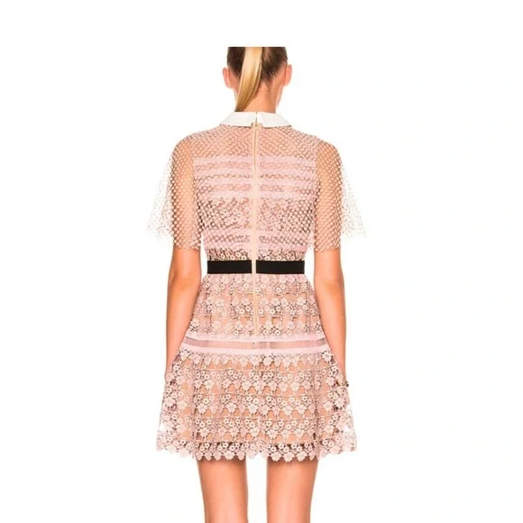 Self-Portrait Pink Lace Mini Dress - Picture 2 of 7